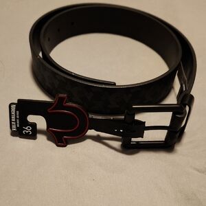 True Religion Black Patterned Men's Belt